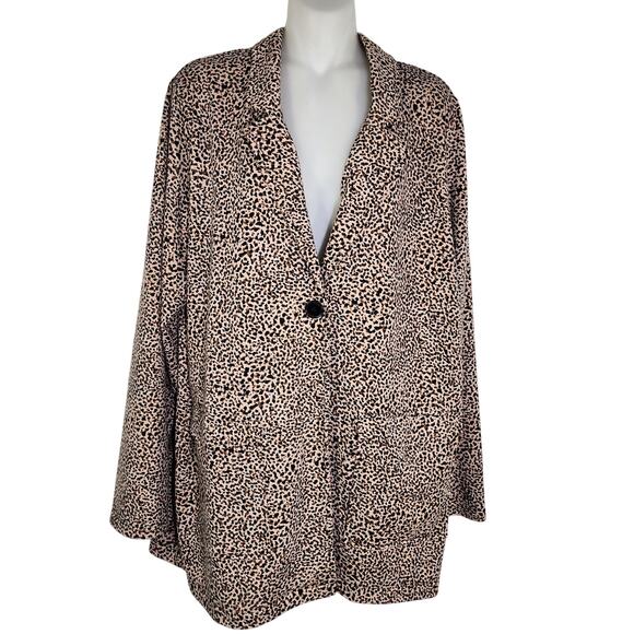 Cuddl Duds Women Lightweight Comfort Blazer Patch Pockets Large Animal Print Dot - Picture 1 of 14